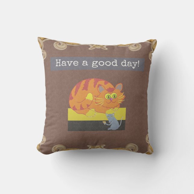 Cat & Mouse Pillow (Front)