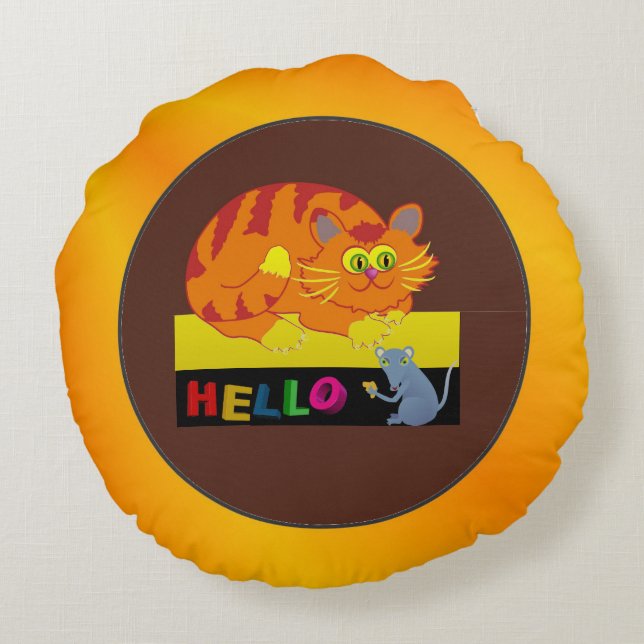 Cat & Mouse Round Cushion (Back)