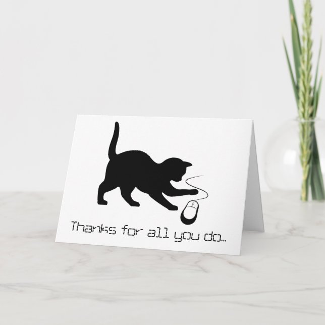 Cat Mouse Thanks Technician, Software, Programmer Holiday Card (Front)