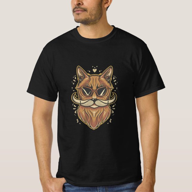 Cat Moustache  T-Shirt (Front)