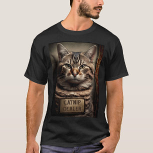 Cat Mugshot  Catnip Dealer  Cat Dad and Cat Mom T-Shirt