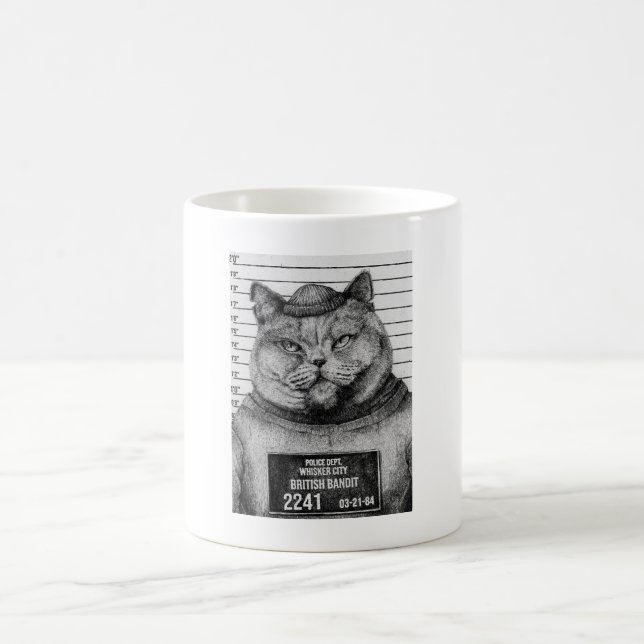 Cat mugshot coffee mug (Center)