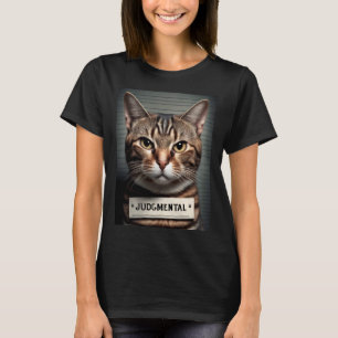 Cat Mugshot Judgmental Cat Dad or Cat Mom T-Shirt