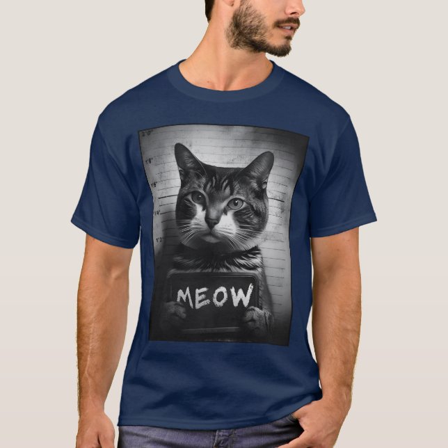 Cat Mugshot Meow T-Shirt (Front)