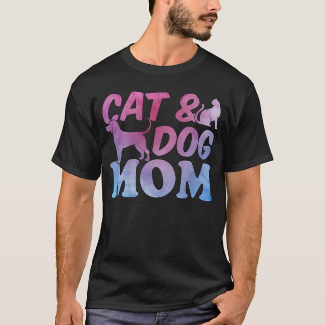 Cat Mum and Dog Mama Cute Cat Lover Cat Dog Mum fa T-Shirt (Front)