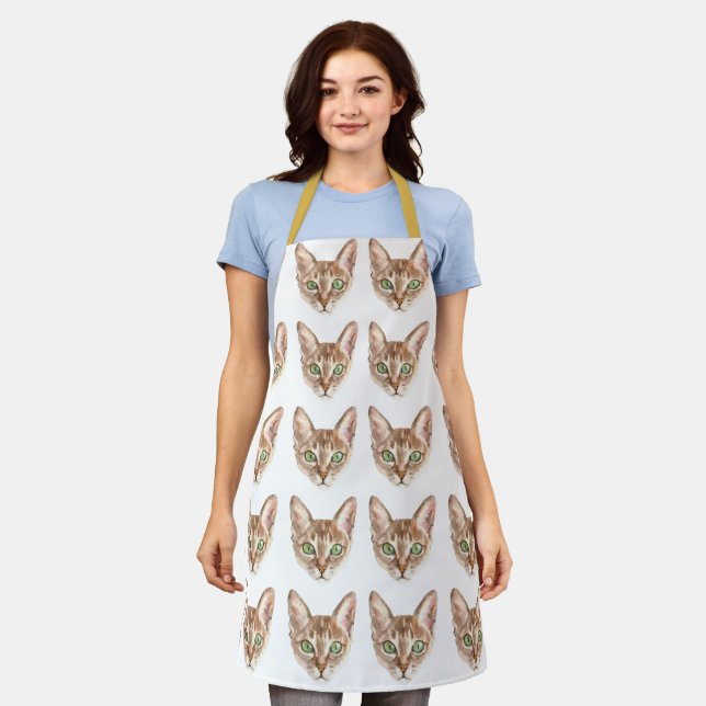 Cat Mum Apron - Cute Kitty Faces Stylish Cooking  (Worn)