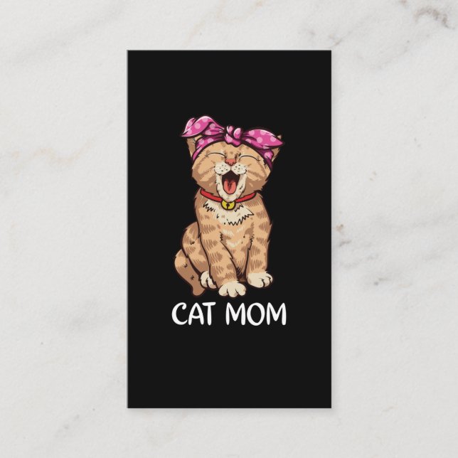 Cat Mum Bandanna Cute Kitten Lover Business Card (Front)