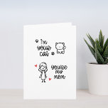 Cat Mum Birthday Card From the Cat<br><div class="desc">Celebrate the special bond between a cat and its mum with this charming Birthday card. Featuring a minimalist design, the card showcases doodle illustrations of a cat, paw prints, a mum figure, and red hearts. The casual handwriting font on the front reads, “I’m your cat. You’re my mum.” creating a...</div>