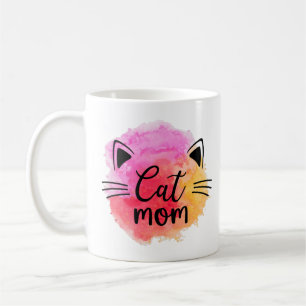 Cat mum cat face colourful modern coffee mug
