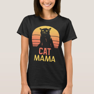 Cat Mum Cat Mama Vintage Eighties Style Cat Retro T-Shirt