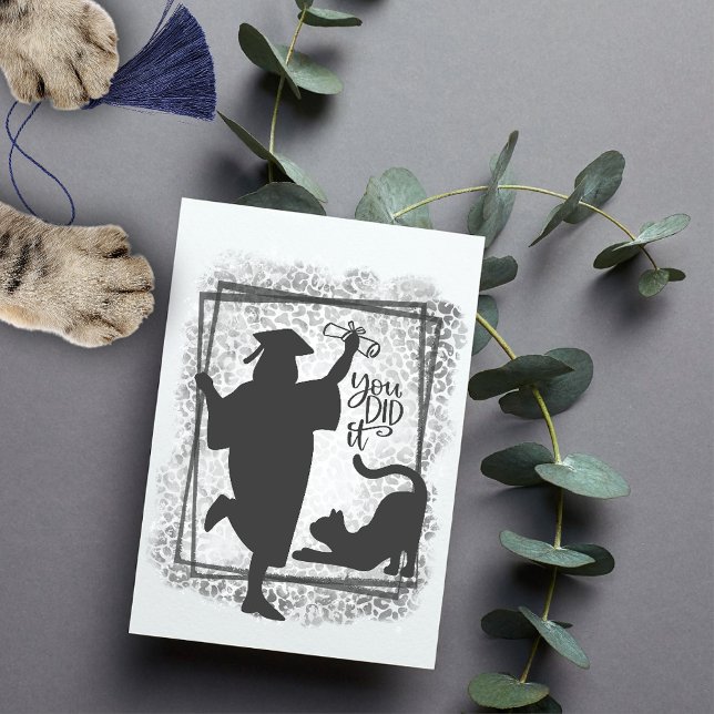 Cat Mum Chic Minimalist Funny College Graduation Card (Creator Uploaded)