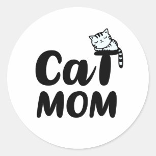 cat mum classic round sticker
