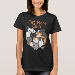 Cat Mum Club - Cute Multi-Cat Heart Illustration T-Shirt