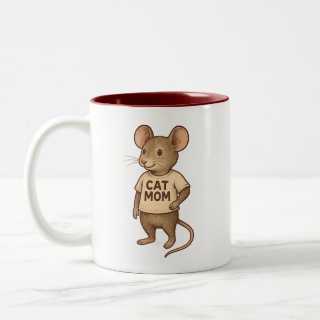 Cat Mum Coffee Mug - Cute Mouse (Left)