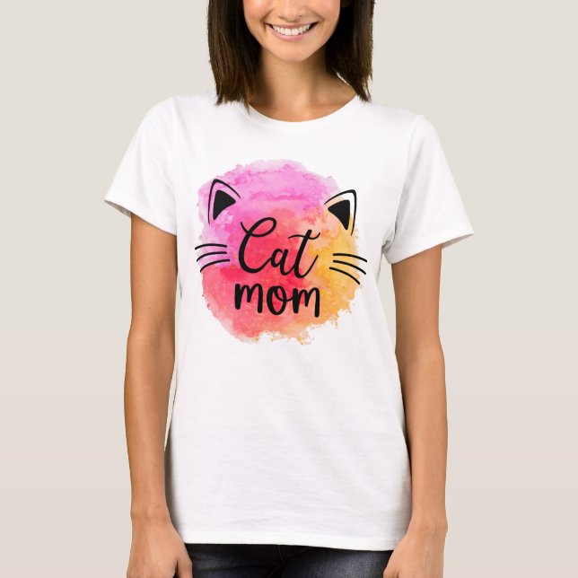 Cat mum colourful cat face T-Shirt (Front)