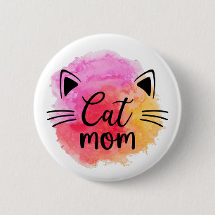 Cat mum colourful cute cat face 6 cm round badge