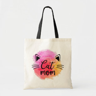 Cat mum colourful cute cat face tote bag
