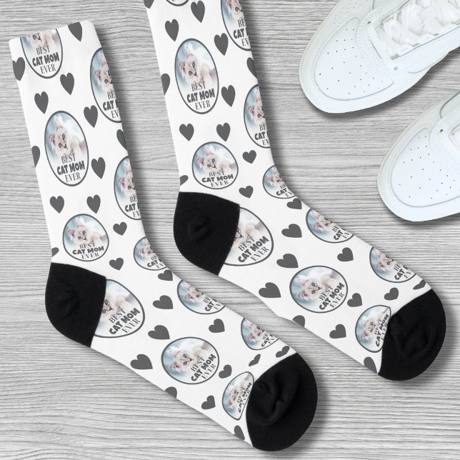 Cat Mum Custom Photo Socks (Best Cat Mom Custom Photo Socks)