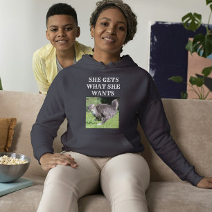 Cat Mum Customised Pet Photo And Text Dark Grey Hoodie