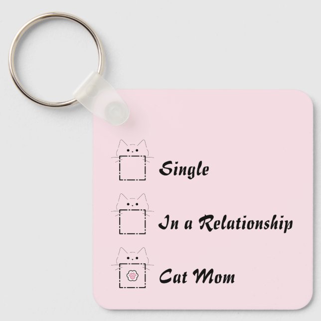Cat Mum Cute Cat Paw Pink Key Ring (Front)