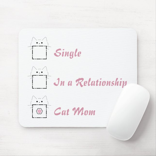 Cat Mum Cute Cat White & Pink Mouse Mat (With Mouse)