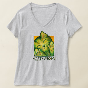 Cat mum Cute green kitty cats art T-Shirt