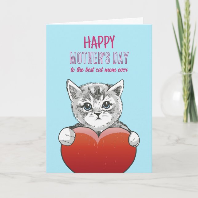 Cat Mum Cute Kitten Love Happy Mother's Day Card (Front)