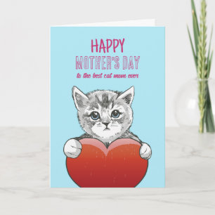 Cat Mum Cute Kitten Love Happy Mother's Day Card