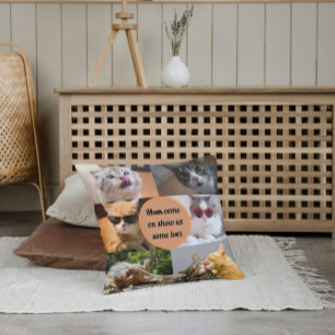 Cat Mum Cute Modern Personalised Pet Photo Collage Cushion