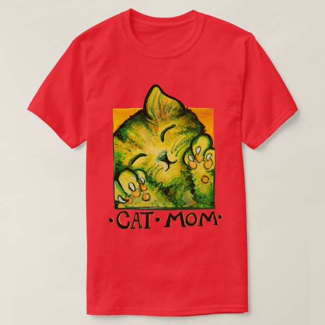 Cat Mum Cute nature kitty cats green cat  T-Shirt (Design Front)