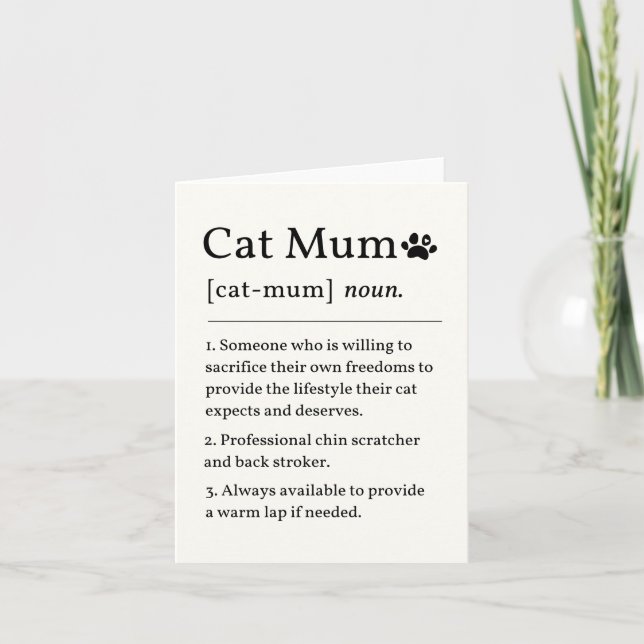 Cat Mum Definition Card (Front)