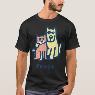 Cat Mum Dog Mum Peace Together I Love Pets Tshirt