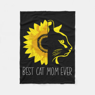 Cat mum ever sunflower - cat mum mother's day fleece blanket