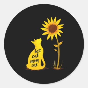 Cat mum ever sunflower kitty pet lover mother's da classic round sticker