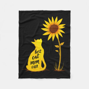 Cat mum ever sunflower kitty pet lover mother's da fleece blanket