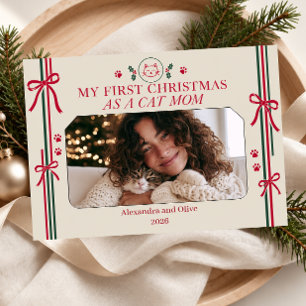 Cat Mum First Christmas Photo Holiday Card