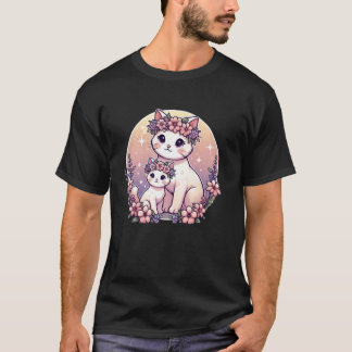 Cat Mum Flower Kitten T-Shirt