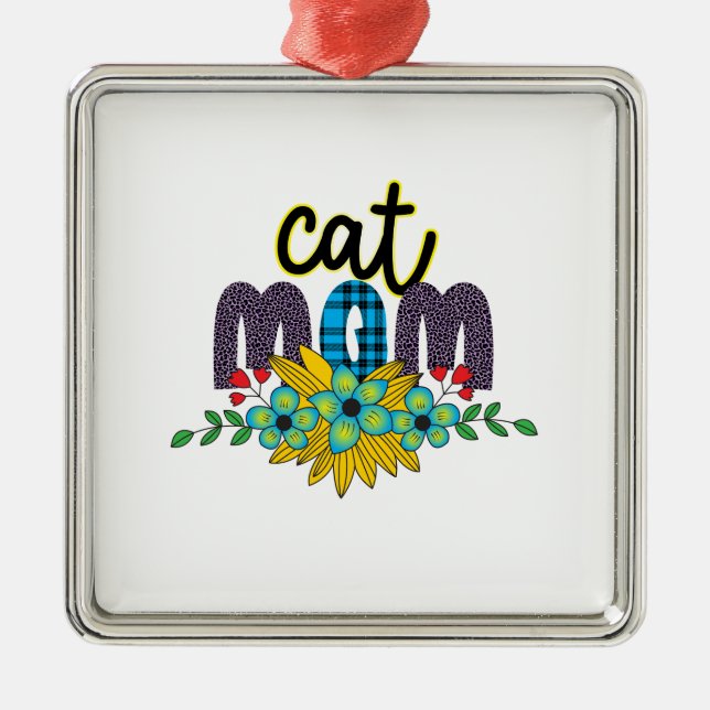 Cat Mum Flower Metal Tree Decoration (Front)