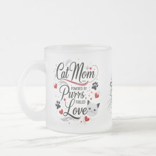 Cat Mum Frosted Glass Mug – Paws, Purrs & Love