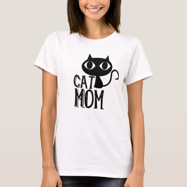 Cat Mum Funny cat silhouette cute T-Shirt (Front)