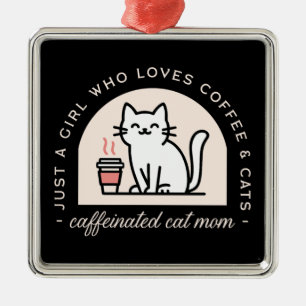 Cat mum funny coffee lovers metal tree decoration