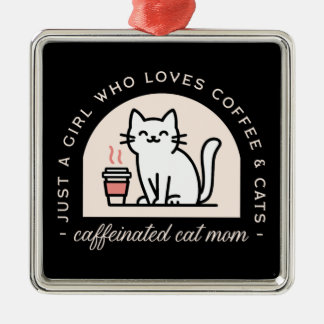 Cat mum funny coffee lovers metal tree decoration