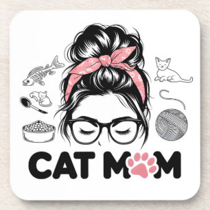 "Cat Mum" Funny Cute Cat Lover Women Coaster