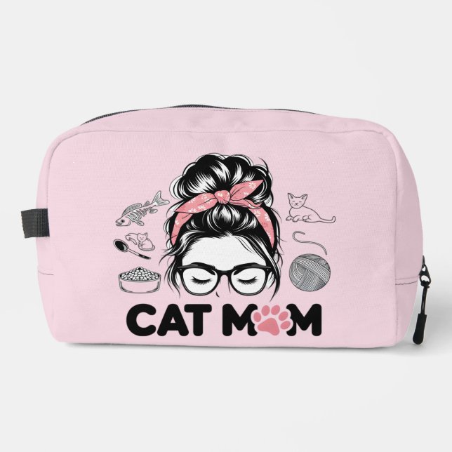 "Cat Mum" Funny Cute Cat Lover Women Dopp Kit (Front)