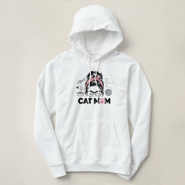 "Cat Mum" Funny Cute Cat Lover Women Hoodie (Design Front)