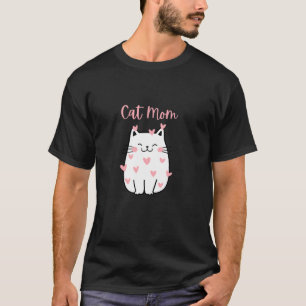 Cat Mum Funny Heart Valentine's Day Heart Cat Love T-Shirt
