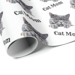 Cat Mum Gift Wrap British Shorthair Wrapping Paper