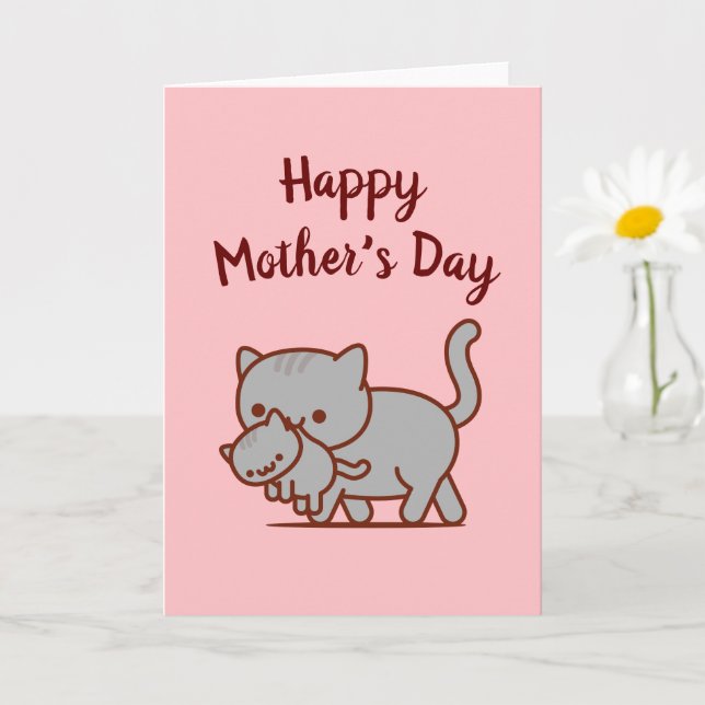 Cat Mum Greeting Card: Happy Mother's Day Card (Small Plant)