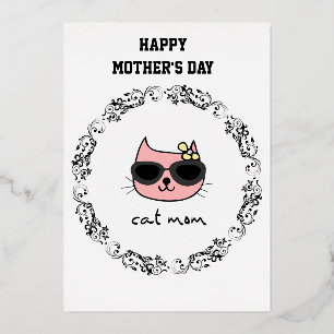 Cat Mum Happy Mother's Day Foil Holiday Card
