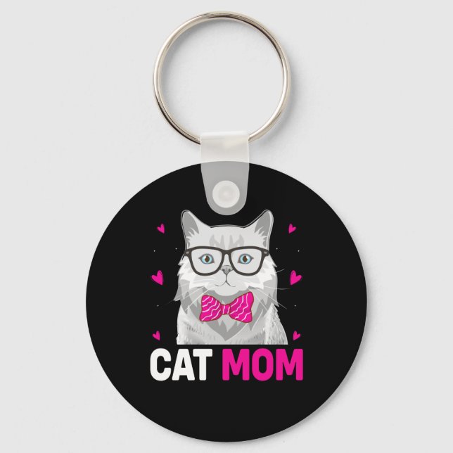 Cat Mum Happy Mothers Day Key Ring (Front)